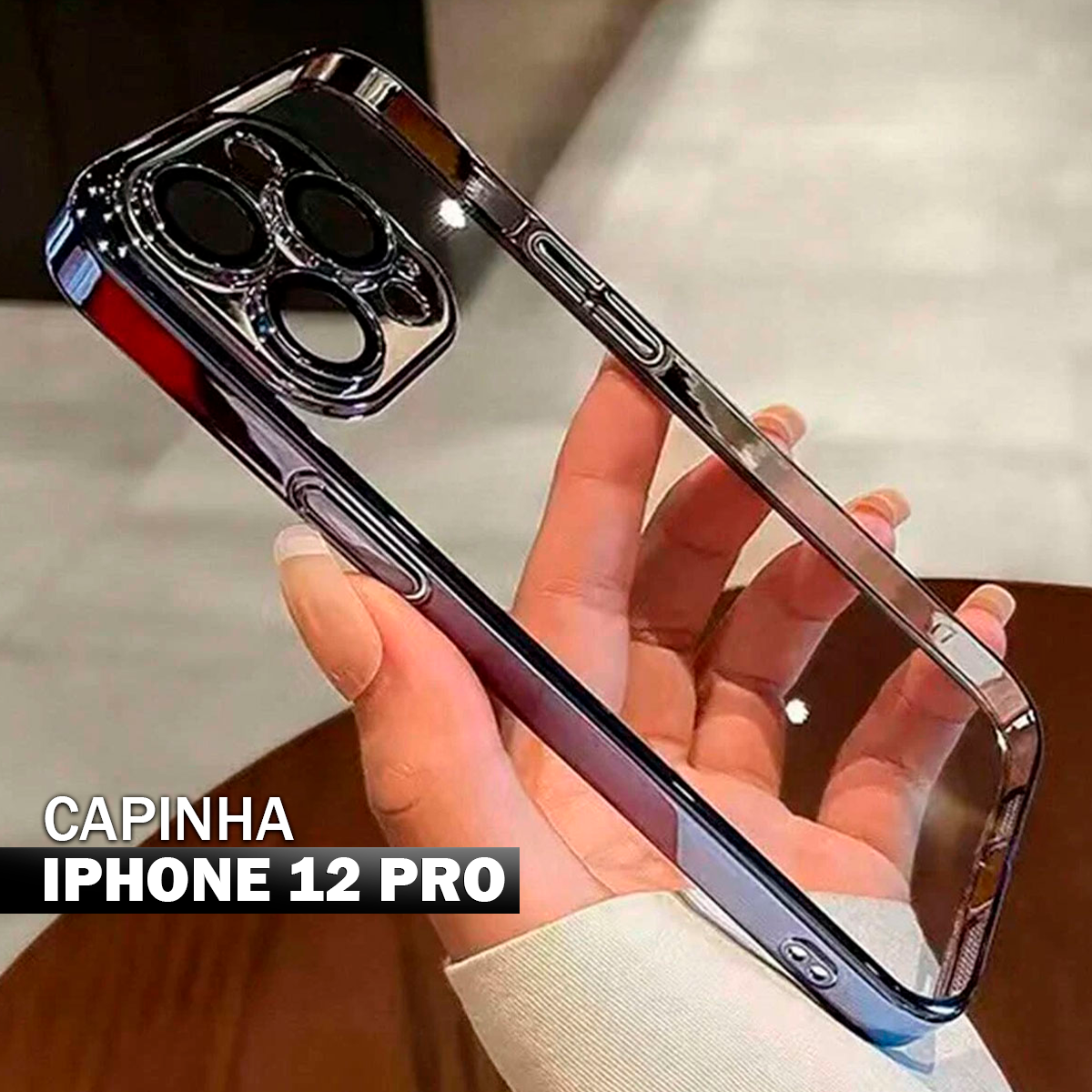 Capinha Com Borda Metálica Para Iphone 12PRO