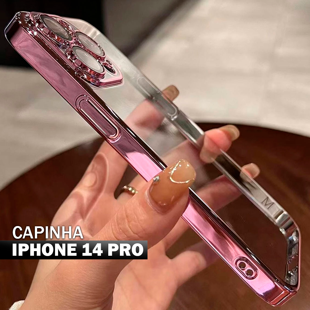 Capinha Com Borda Metálica Para Iphone 14PRO