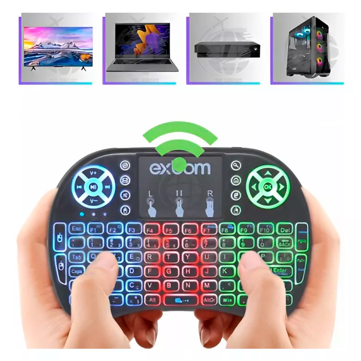 Mini Teclado Sem Fio Com Led Para TV  Smart e TV Box.