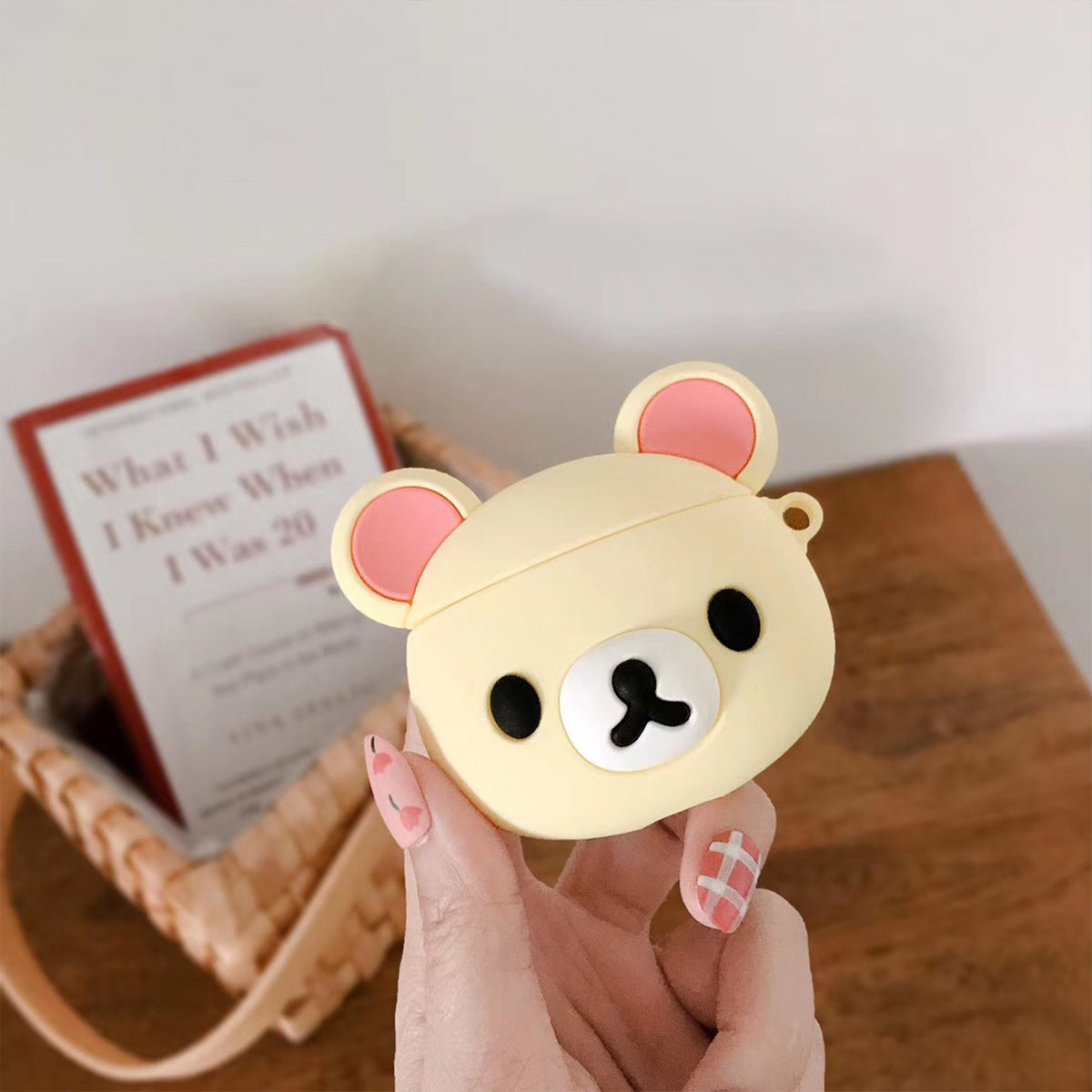 Capa 3D em forma de Urso bege Compatível com Airpods