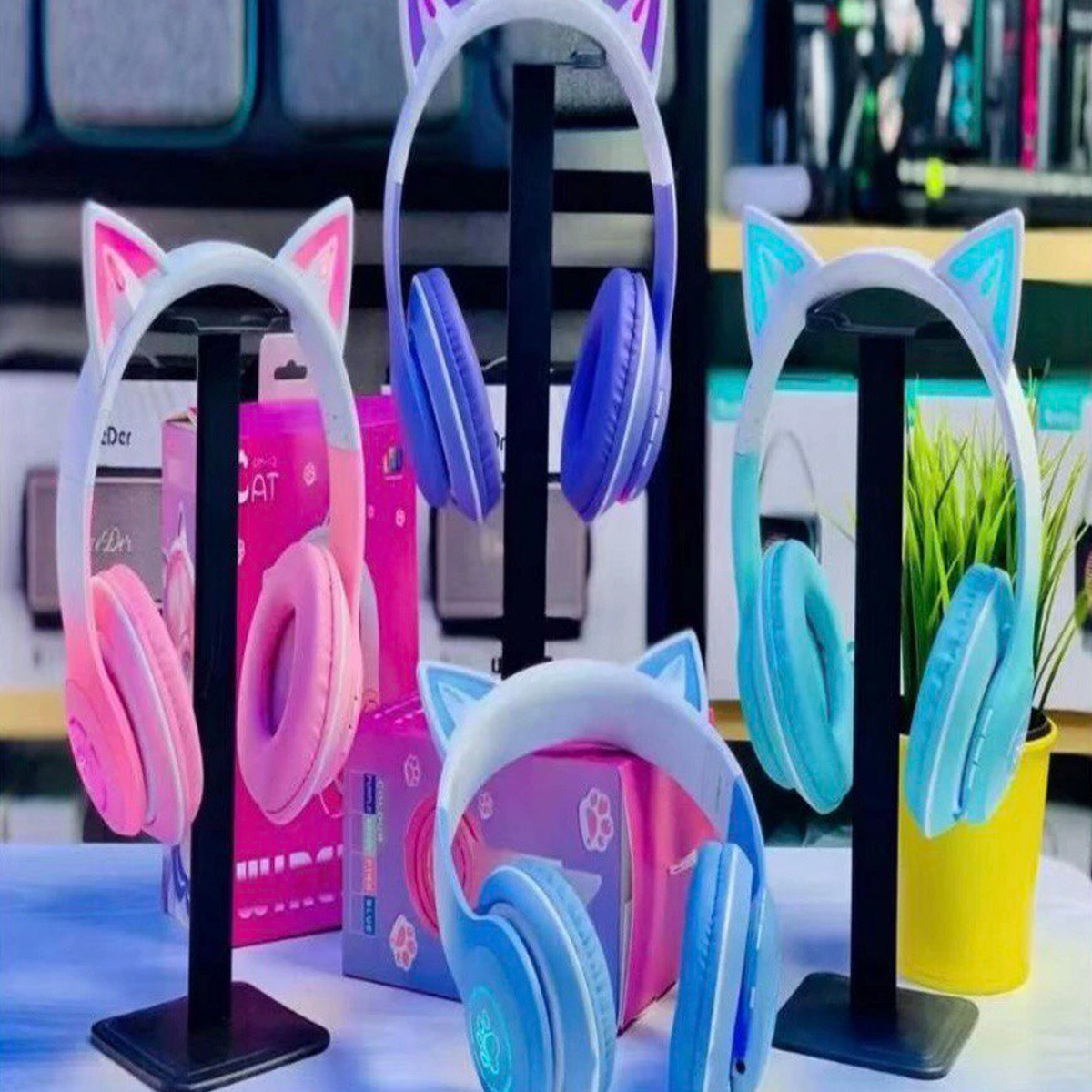 Fones Multicoloridos orelha cat com led