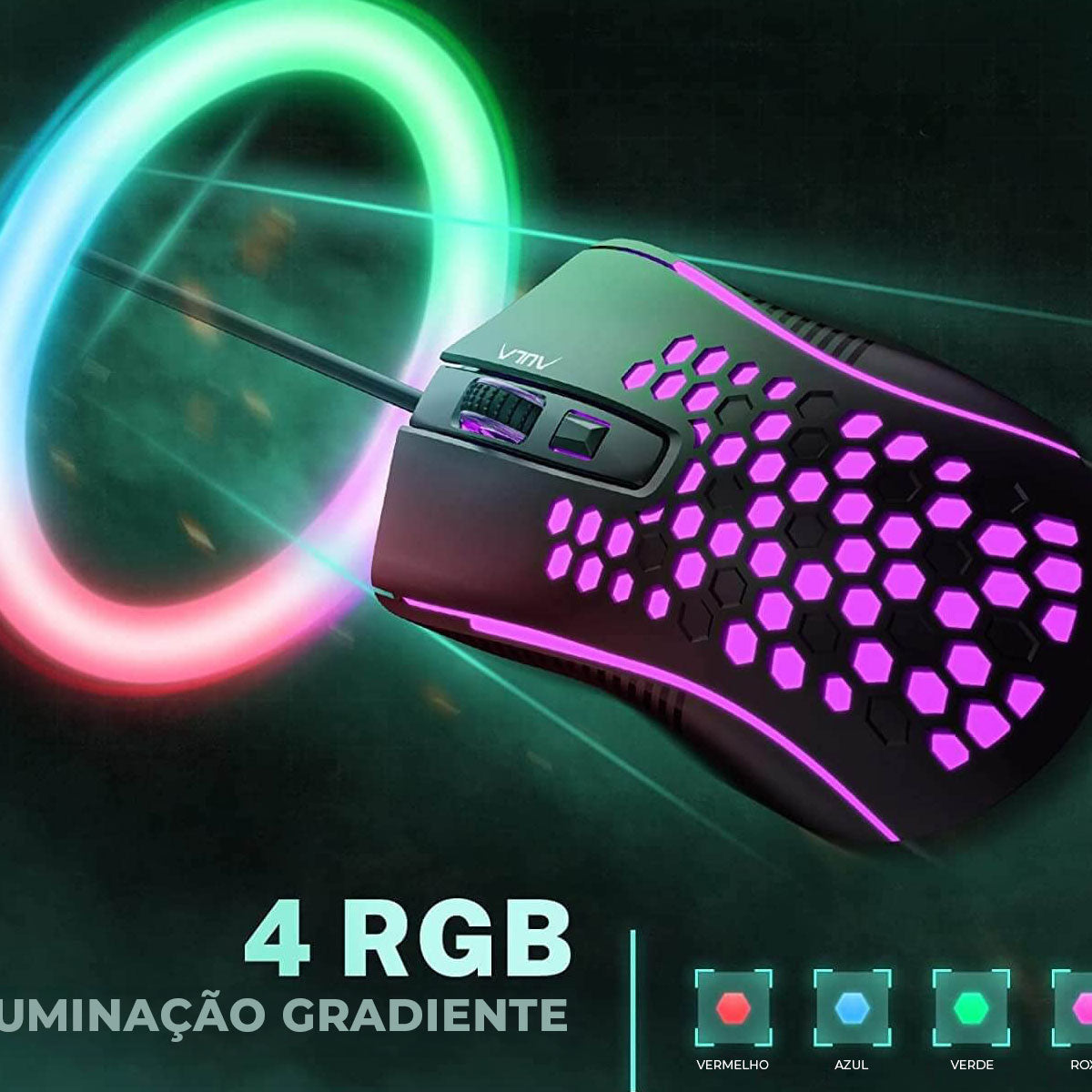 Mouse Gamer Aula Mountain S11 DPI 3600, USB, Preto, RGB