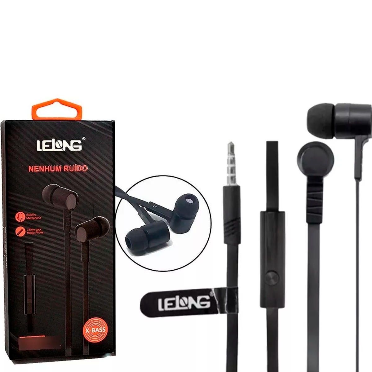 Fone de Ouvido Lelong Stereo Intra-Auricular entrada P2