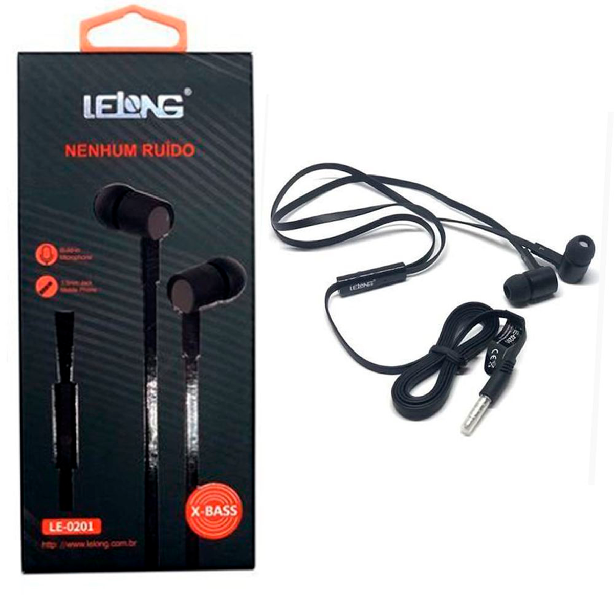 Fone de Ouvido Lelong Stereo Intra-Auricular entrada P2