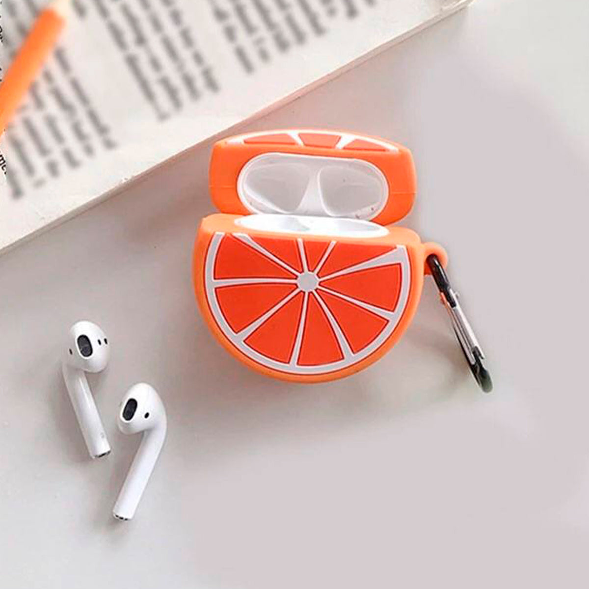 Capa 3D em forma de Laranja Compatível com Airpods